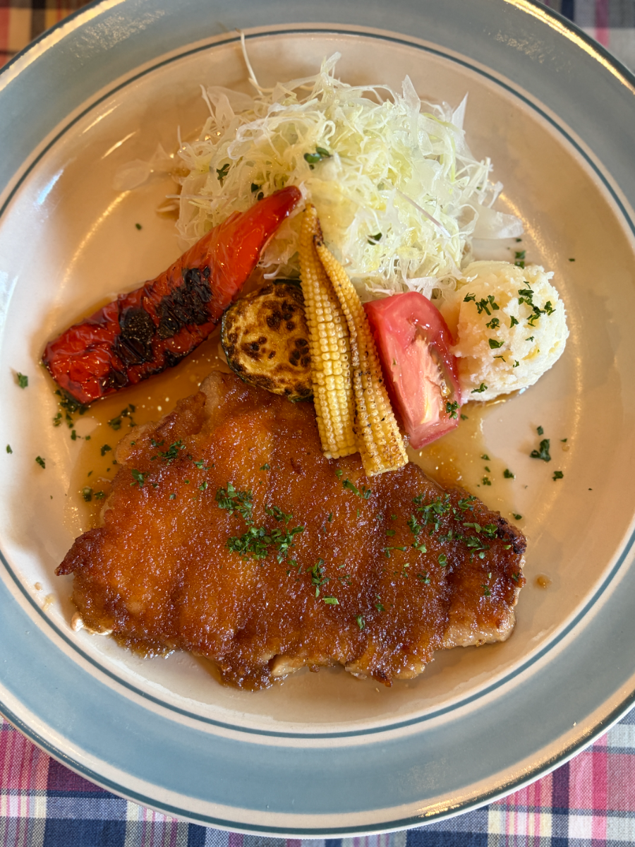 ポークソテー定食を真上から見たところ
